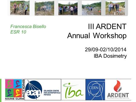 Protect, Enhance, and Save Lives - 1 - III ARDENT Annual Workshop 29/09-02/10/2014 IBA Dosimetry Francesca Bisello ESR 10.