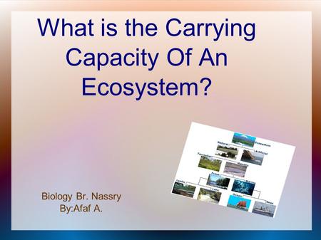 What is the Carrying Capacity Of An Ecosystem? Biology Br. Nassry By:Afaf A.