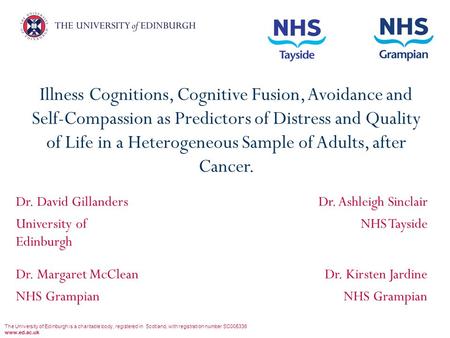 Illness Cognitions, Cognitive Fusion, Avoidance and Self-Compassion as Predictors of Distress and Quality of Life in a Heterogeneous Sample of Adults,