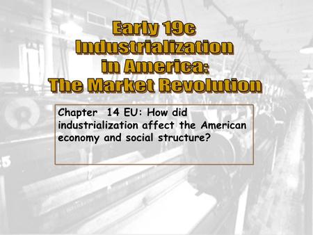 Chapter 14 EU: How did industrialization affect the American economy and social structure?