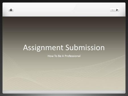 Assignment Submission How To Be A Professional. Deadline Policy Work will be due at the start or end of lesson. I will specify which for each task. Due.