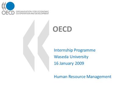 OECD Internship Programme Waseda University 16 January 2009 Human Resource Management.