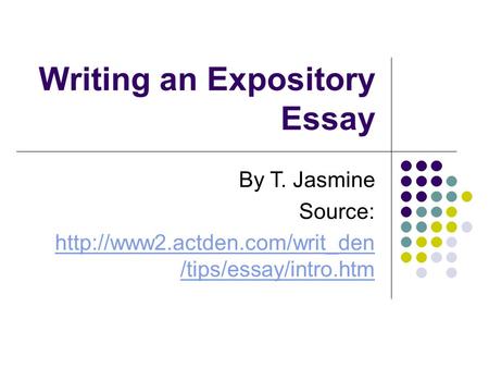 Writing an Expository Essay