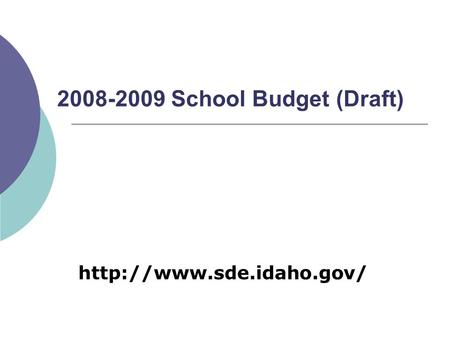 2008-2009 School Budget (Draft)