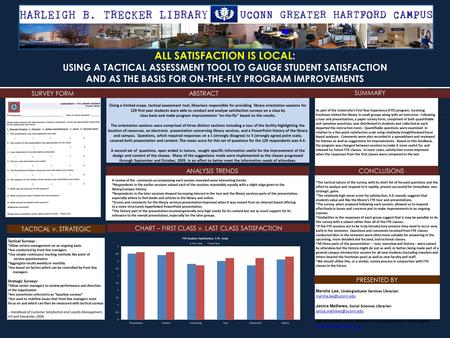 ALL SATISFACTION IS LOCAL: USING A TACTICAL ASSESSMENT TOOL TO GAUGE STUDENT SATISFACTION AND AS THE BASIS FOR ON-THE-FLY PROGRAM IMPROVEMENTS U sing a.