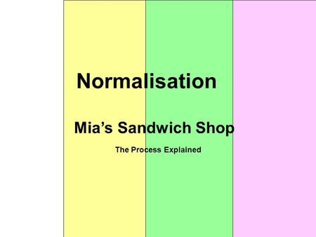 Normalisation Mia’s Sandwich Shop The Process Explained.