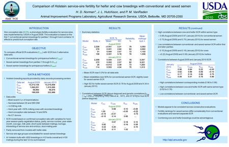 Comparison of Holstein service-sire fertility for heifer and cow breedings with conventional and sexed semen H. D. Norman*, J. L. Hutchison, and P. M.