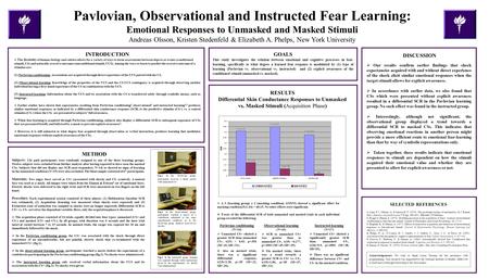 Pavlovian, Observational and Instructed Fear Learning: Emotional Responses to Unmasked and Masked Stimuli Andreas Olsson, Kristen Stedenfeld & Elizabeth.