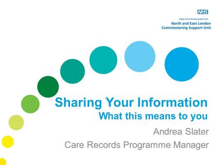 Sharing Your Information What this means to you Andrea Slater Care Records Programme Manager.