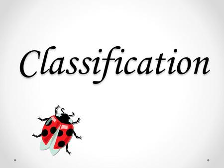 Classification Instructional Approach(s): The ppt is intended to provide very general information. The majority of time should be spent completing the.