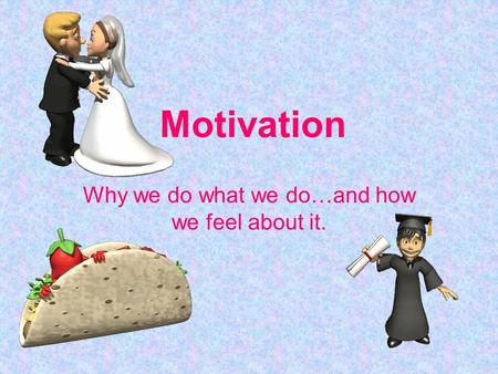Motivation Why we do what we do…and how we feel about it.