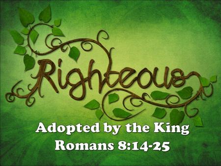 Adopted by the King I.Introduction/Theme (1:1-17) II.All of Humanity Condemned Because of Sin (1:18-3:20) III.Justification: God Gives Us His Righteousness.