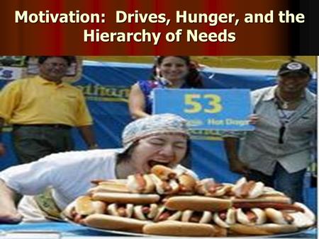 Motivation: Drives, Hunger, and the Hierarchy of Needs.