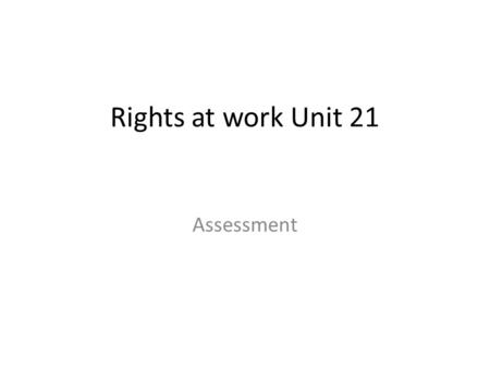 Rights at work Unit 21 Assessment. You are to create a leaflet Design a leaflet is to be used as an essential guide for new employees, so they can learn.