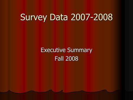 Survey Data 2007-2008 Executive Summary Fall 2008.