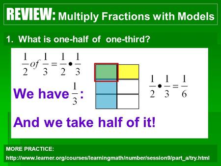 REVIEW: Multiply Fractions with Models