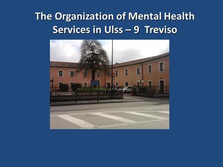 The Organization of Mental Health Services in Ulss – 9 Treviso.