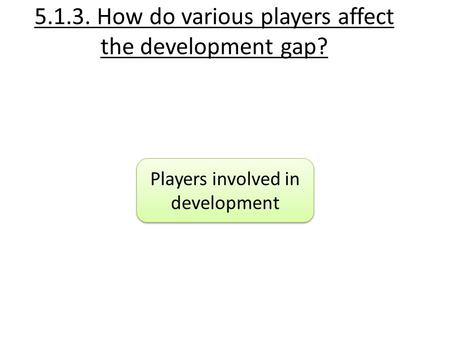 5.1.3. How do various players affect the development gap? Players involved in development.