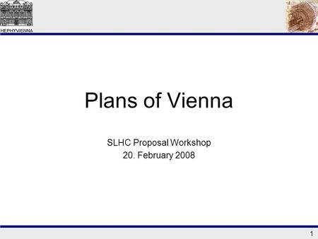 1 Plans of Vienna SLHC Proposal Workshop 20. February 2008.