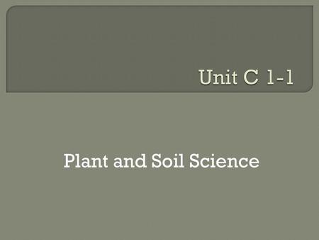 Plant and Soil Science. Recognizing the Importance of Plant and Soil Science.