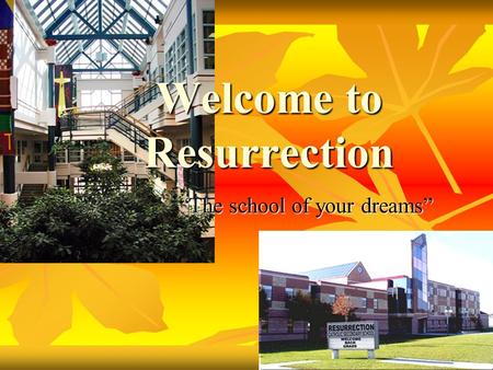 Welcome to Resurrection “The school of your dreams”