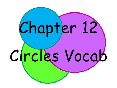 Chapter 12 Circles Vocab. Circle – the set of all points in a plane a given distance away from a center point. A A circle is named by its center point.