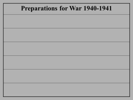 Preparations for War 1940-1941. Selective Service Draft Conversion of industries from peace time to war time, War Production Board; Impact on economy?