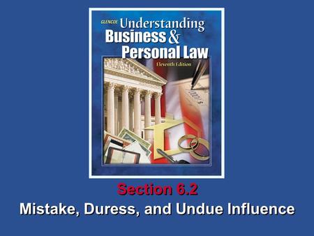 SECTION OPENER / CLOSER: INSERT BOOK COVER ART Mistake, Duress, and Undue Influence Section 6.2.