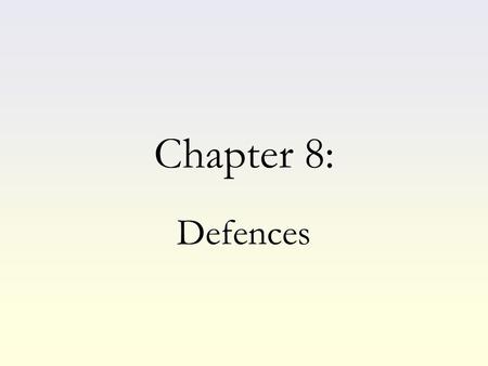 Chapter 8: Defences. What is a defence? A lawful excuse for committing an offence. Evidence that you lacked the mens rea or that you lacked the actus.