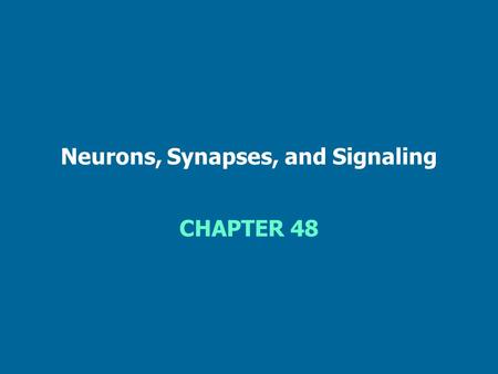Neurons, Synapses, and Signaling CHAPTER 48. Figure 48.1 Overview of a vertebrate nervous system.