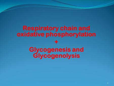Respiratory chain and oxidative phosphorylation +