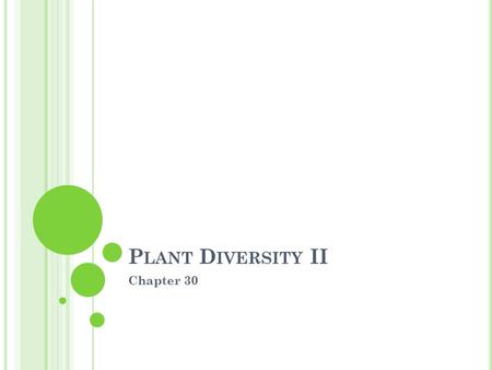 P LANT D IVERSITY II Chapter 30. F ERTILIZATION OF S EED P LANTS V IA P OLLEN Microspore develop into pollen grains, the male gametophyte covered by sporopollenin.