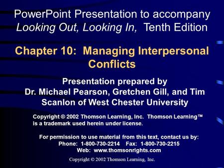 Chapter 10: Managing Interpersonal Conflicts