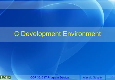 COP 3515 IT Program DesignAlessio Gaspar … 1 C Development Environment.