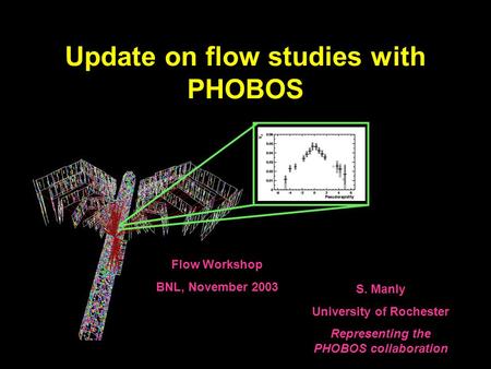 Update on flow studies with PHOBOS S. Manly University of Rochester Representing the PHOBOS collaboration Flow Workshop BNL, November 2003.