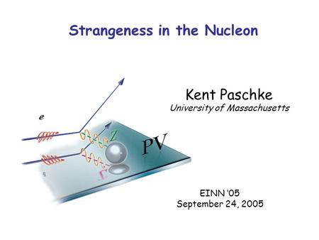 Strangeness in the Nucleon Kent Paschke University of Massachusetts EINN ‘05 September 24, 2005.