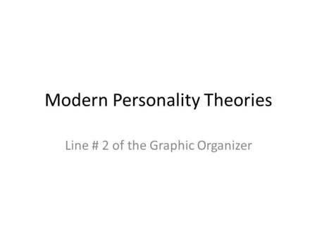 Modern Personality Theories