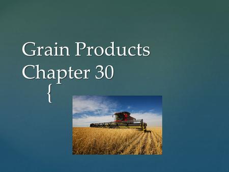 Grain Products Chapter 30