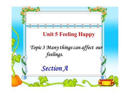 Unit 5 Feeling Happy Topic 3 Many things can affect our feelings. Section A.