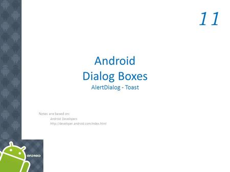 Android Dialog Boxes AlertDialog - Toast