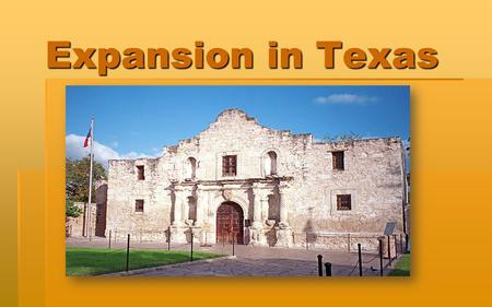 Expansion in Texas. Americans Settle in the Southwest   Very few Mexicans lived in the area of Texas despite its:   Natural resources   Climate.