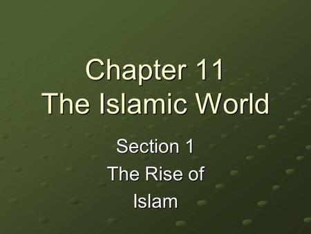 Chapter 11 The Islamic World