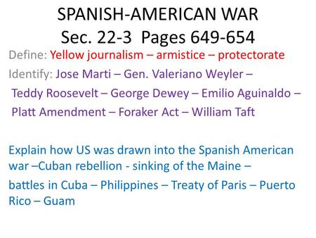 SPANISH-AMERICAN WAR Sec Pages