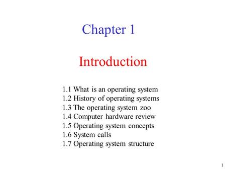Chapter 1 Introduction 1.1 What is an operating system