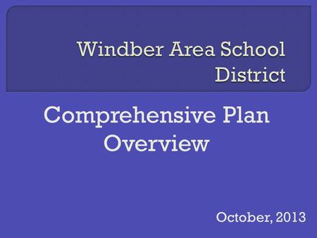 Comprehensive Plan Overview October, 2013. District Profile Mission  The mission of the Windber Area School District is through a framework of communication.