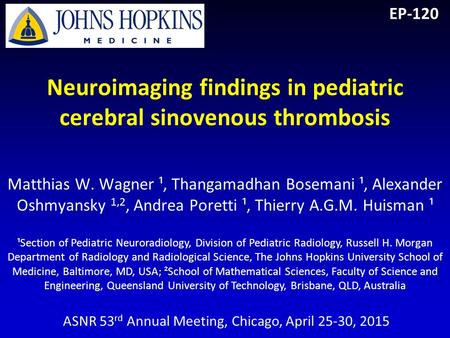 Neuroimaging findings in pediatric cerebral sinovenous thrombosis