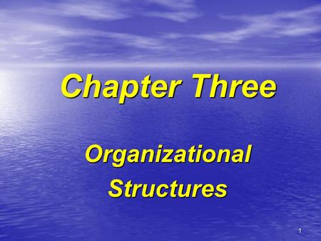 Chapter Three Organizational Structures.