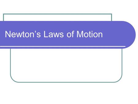 Newton’s Laws of Motion Dynamics After studying Kinematics, we know how to describe motion in two and three dimensions. But what causes this motion?