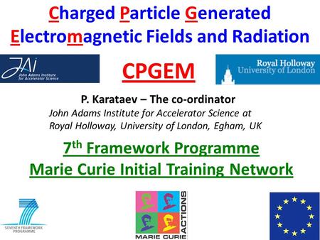 Charged Particle Generated Electromagnetic Fields and Radiation P. Karataev – The co-ordinator John Adams Institute for Accelerator Science at Royal Holloway,