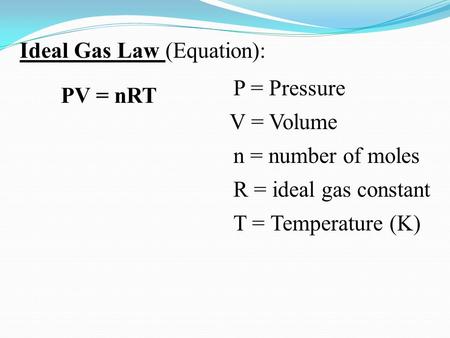 Ideal Gas Law (Equation):